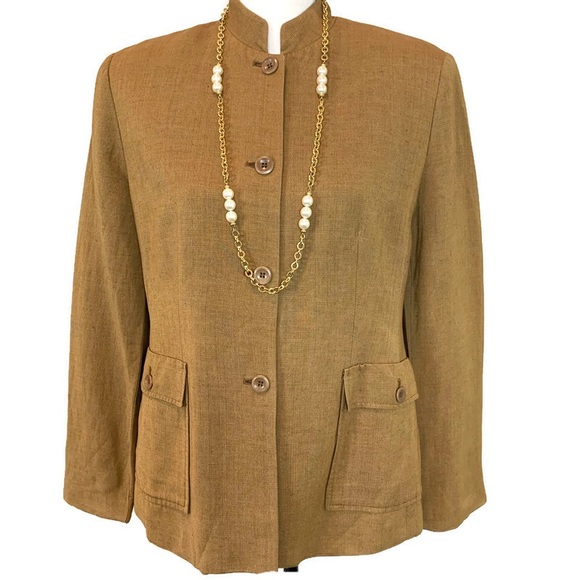 Valerie Stevens Gold Linen Jacket Size 6 - Picture 1 of 7